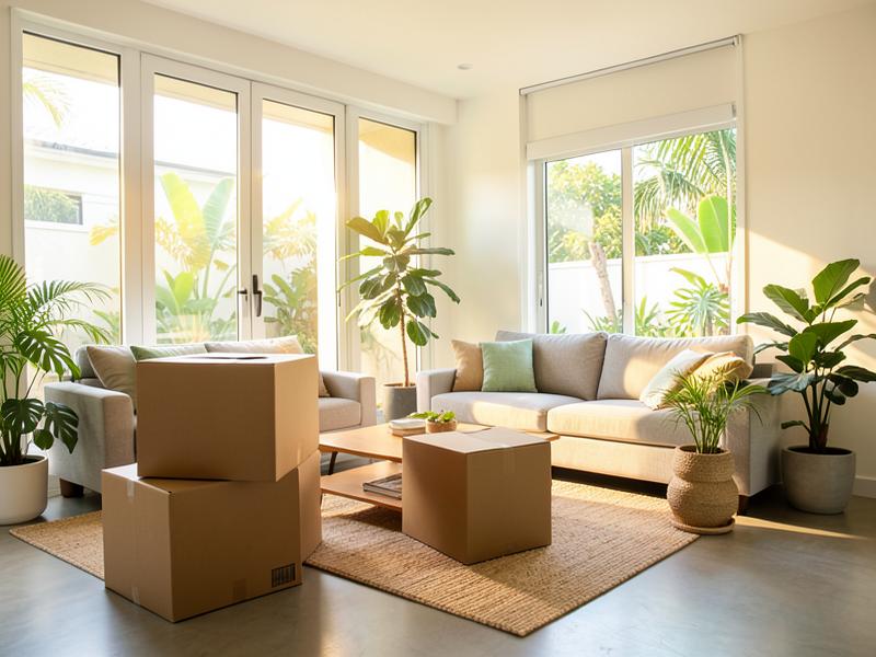 Mudanza residencial en Panamá: sala con cajas listas para trasladar